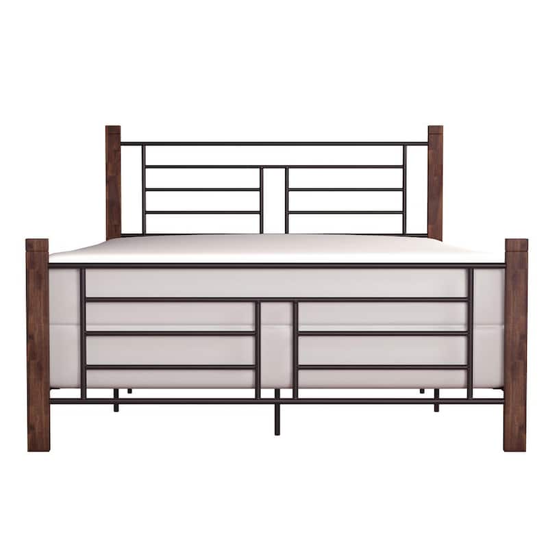 Raymond Textured Black and Weathered Dark Brown Queen Horizontal and Vertical Design Bed